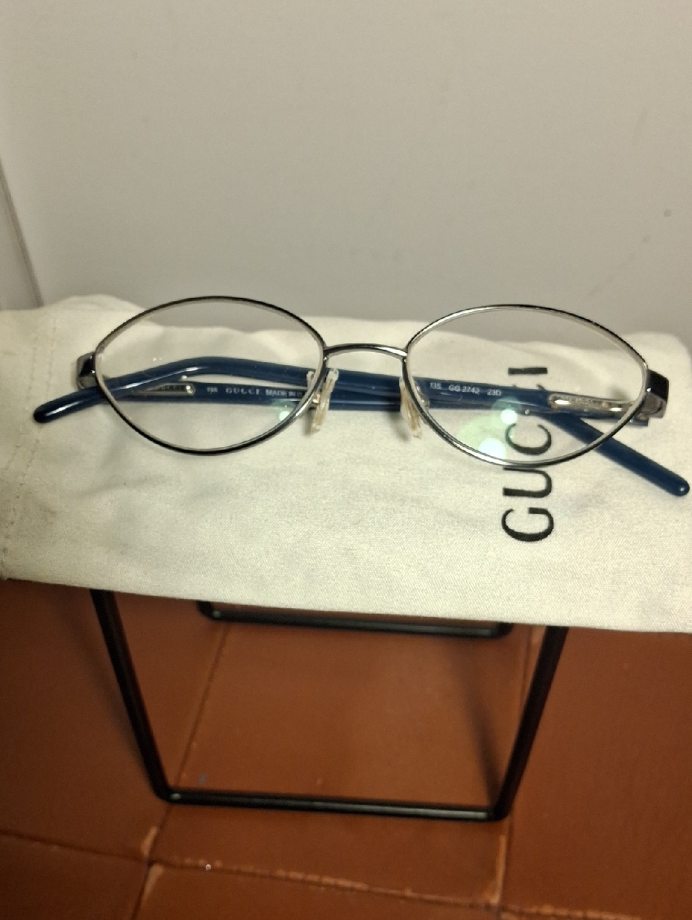 Gucci Blue and Tan Metal-Trim Eyewear